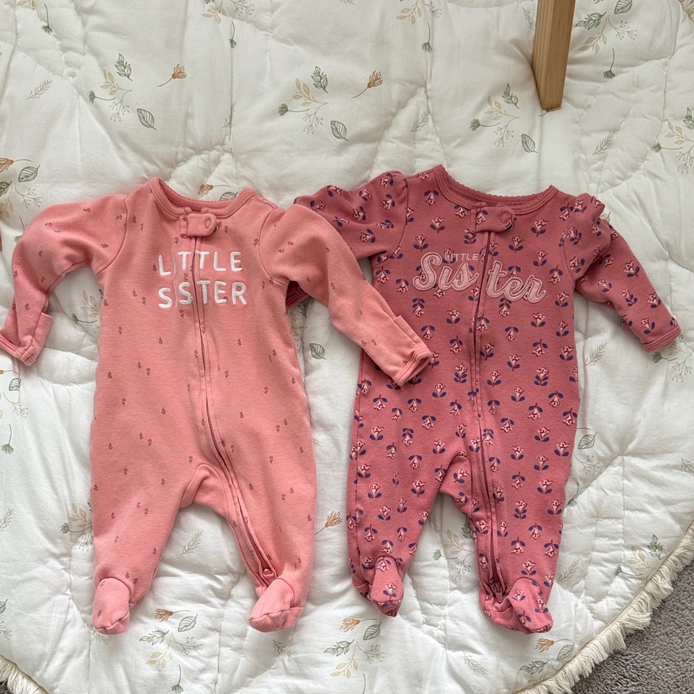 Carter's Pink Little Sister Footies Set